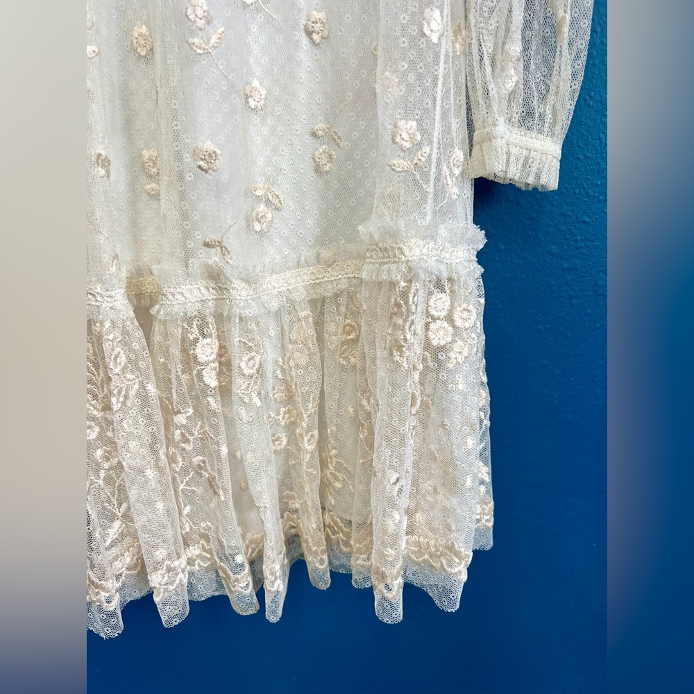 Needle & Thread Reflection Disty Cream Embroidered Floral Lace Dress - Size 6 - Picture 11 of 16